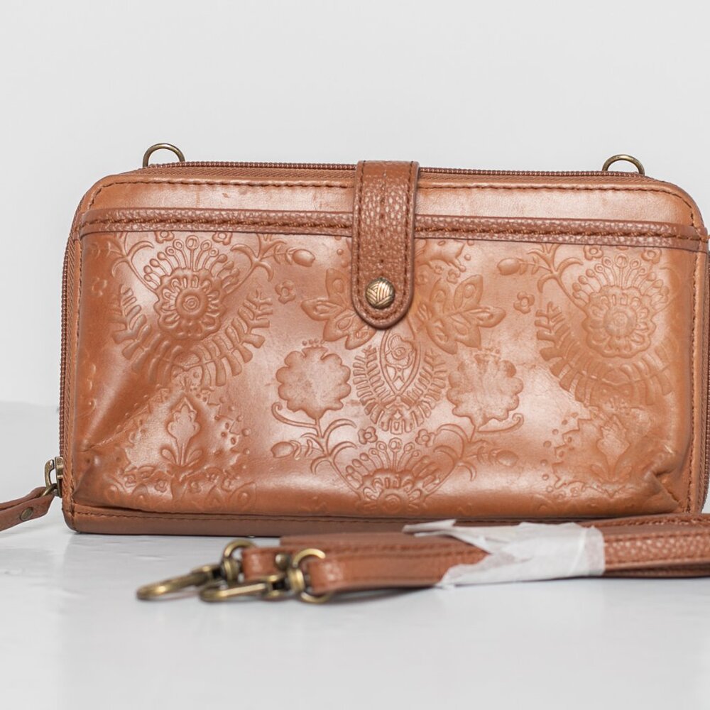 The Sak Brown Embossed Leather Crossbody/Wallet